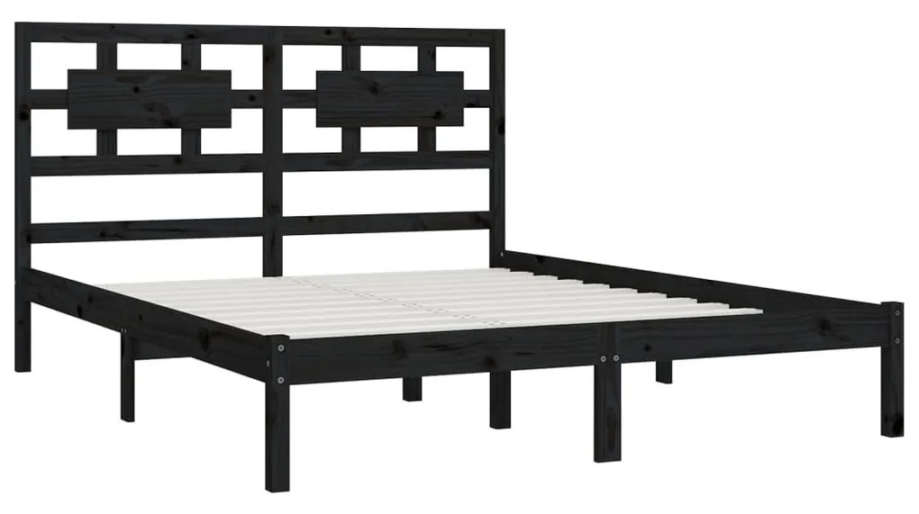 Estrutura de cama super king 180x200 cm pinho maciço preto