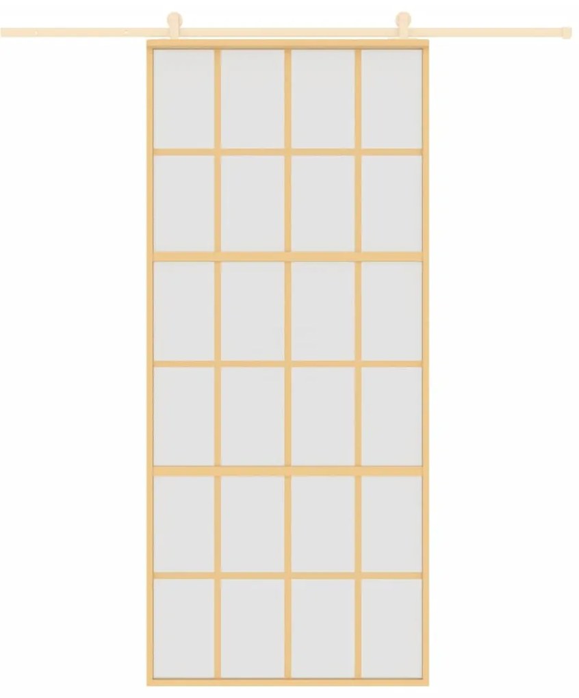 Porta deslizante 90x205 cm vidro ESG fosco/alumínio dourado