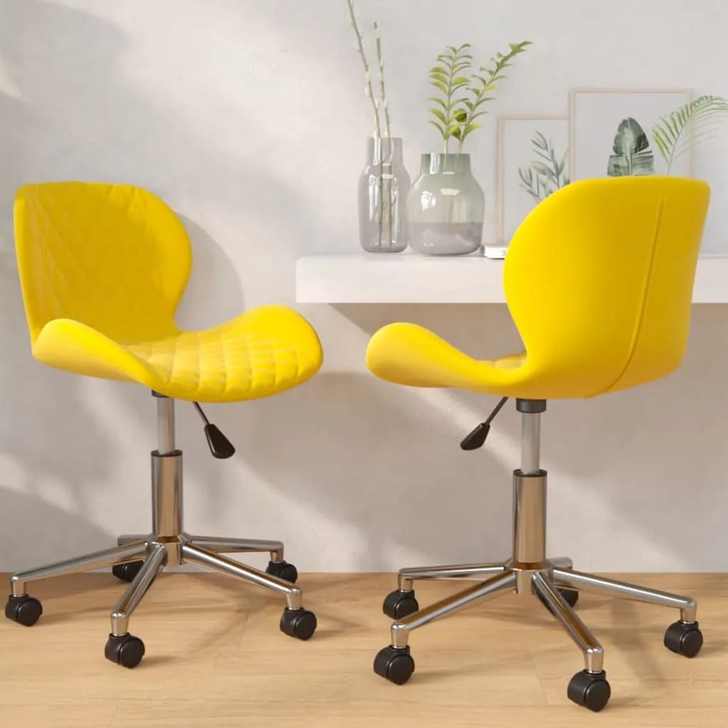 vidaXL Cadeiras de jantar giratórias 2 pcs veludo amarelo mostarda