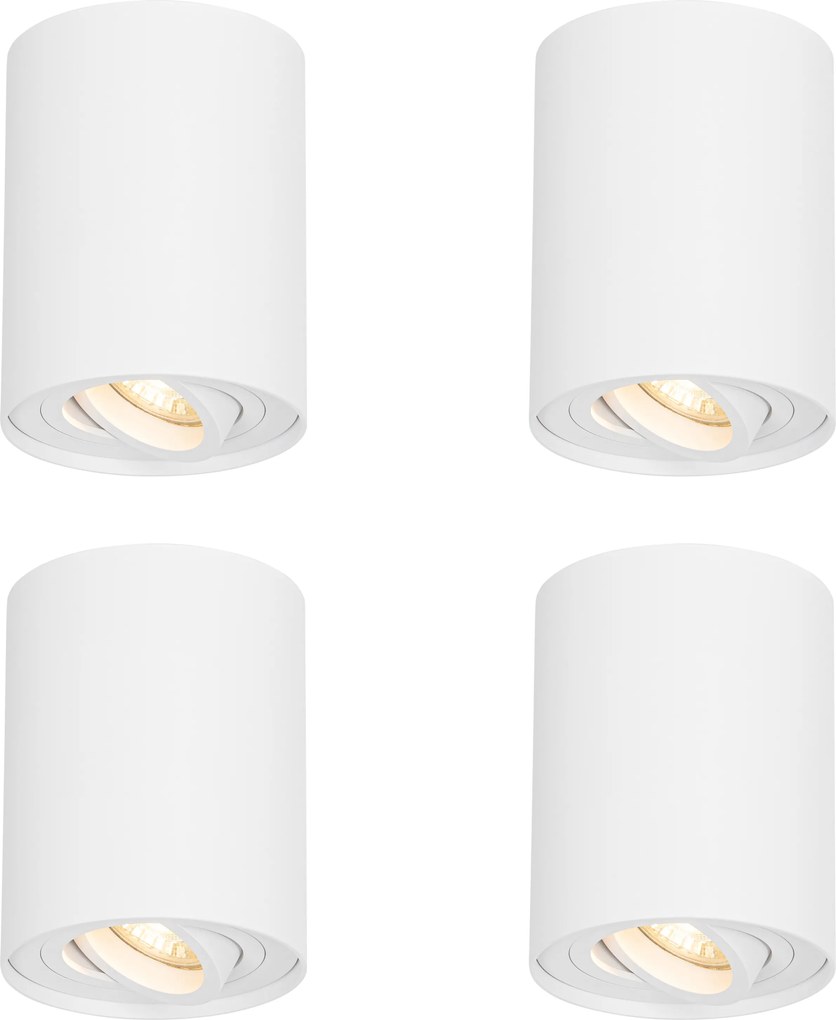 Conjunto de 4 focos de teto modernos brancos giratórios e inclináveis - Rondoo Up