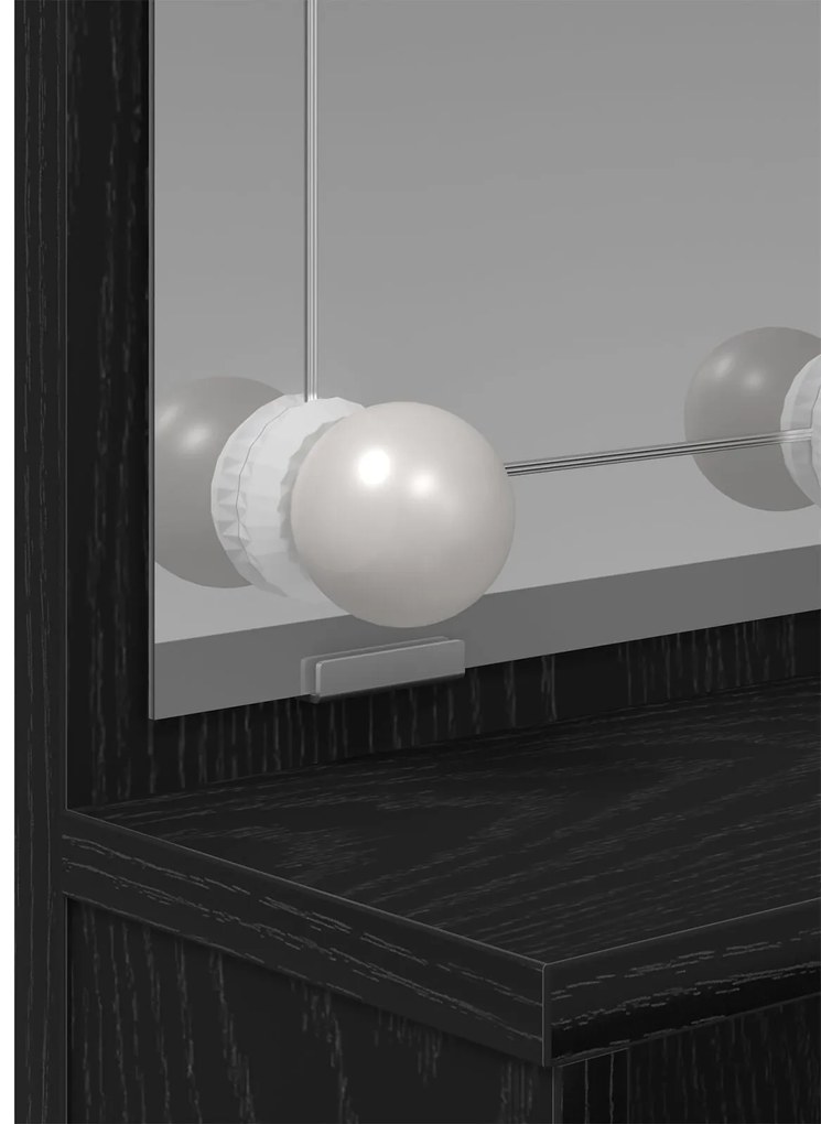 Mesa de Maquiagem LED em Carvalho Preto - 86,5 x 35 x 136 cm