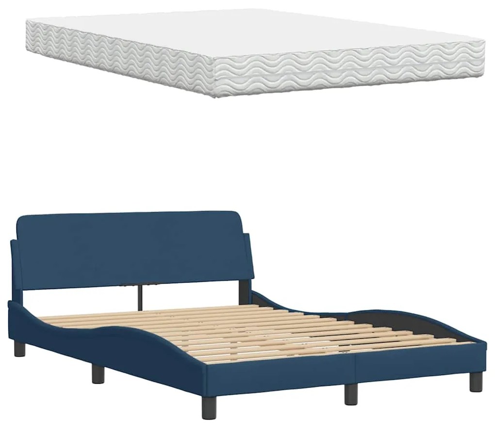 Cama com colchão 140x190 cm tecido azul