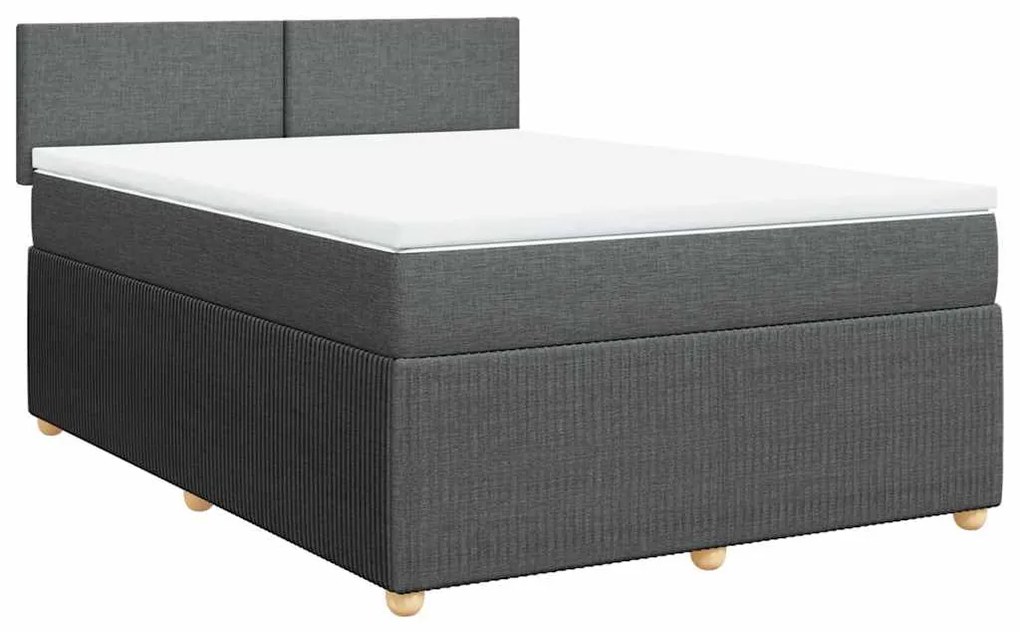 Cama com molas/colchão 140x200 cm tecido cinzento-escuro