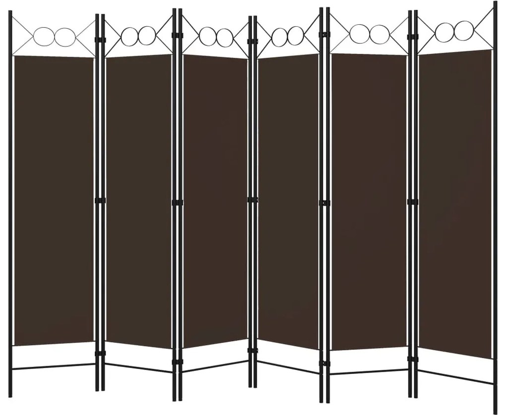 Divisória de quarto com 6 painéis 240x180 cm castanho