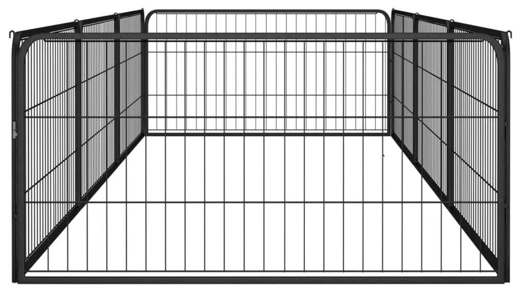 Parque p/ cães c/ 8 painéis 100x50 cm aço revestido a pó preto