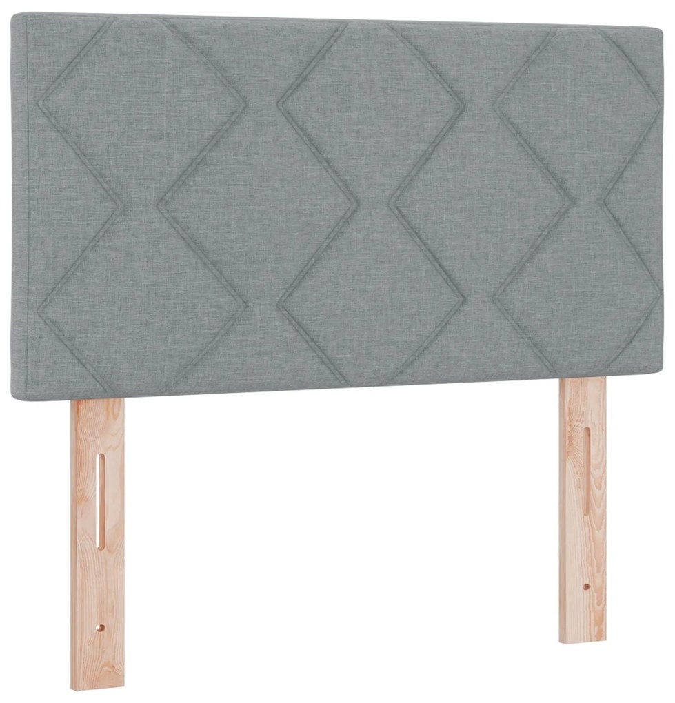 Cama Box Spring com Colchão Cinza Claro 80x200 cm Tecido