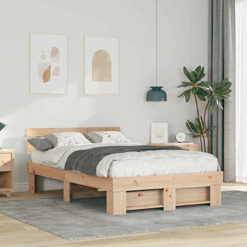 vidaXL Estrutura da Cama com cabeceira Castanho 140 x 190 cm