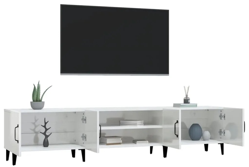 Móvel de TV 180x31,5x40cm derivados de madeira branco brilhante