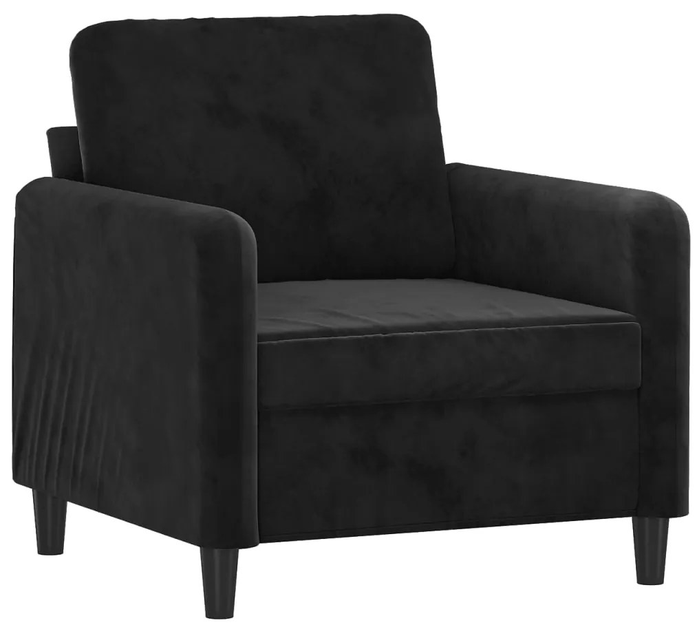 3 pcs conjunto de sofás veludo preto