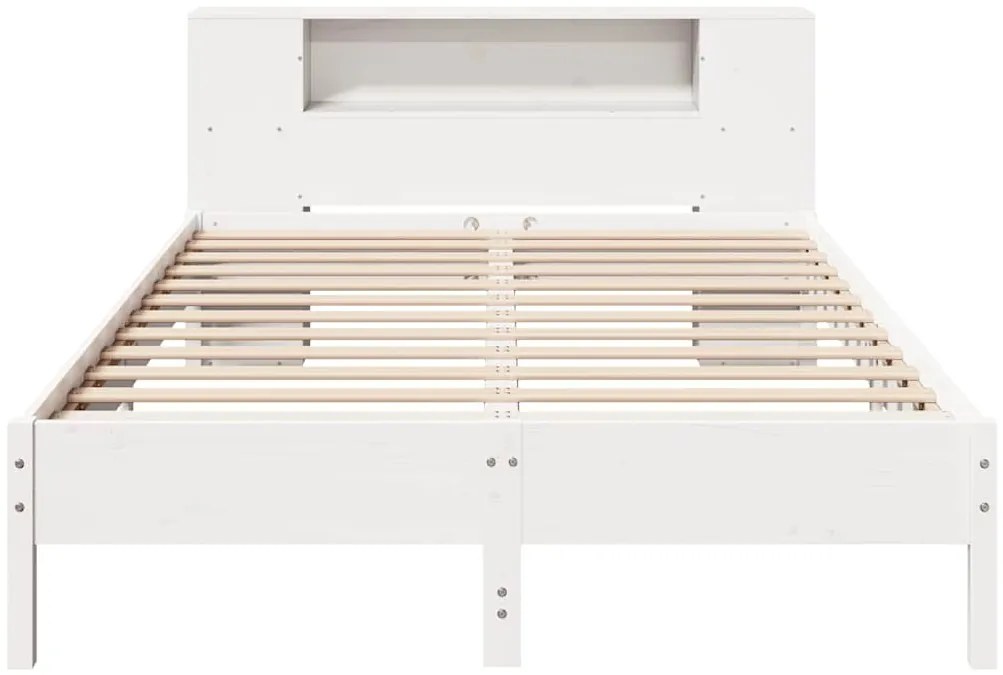 Cama com estante sem colchão 140x190 cm pinho maciço branco