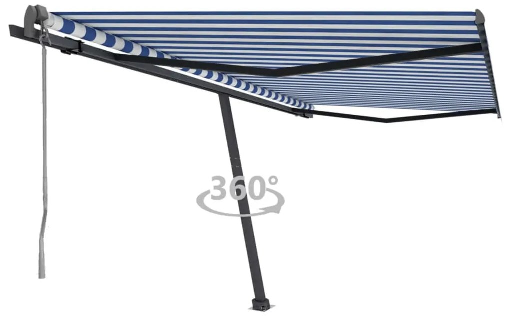 Toldo automático independente 400x300 cm azul e branco