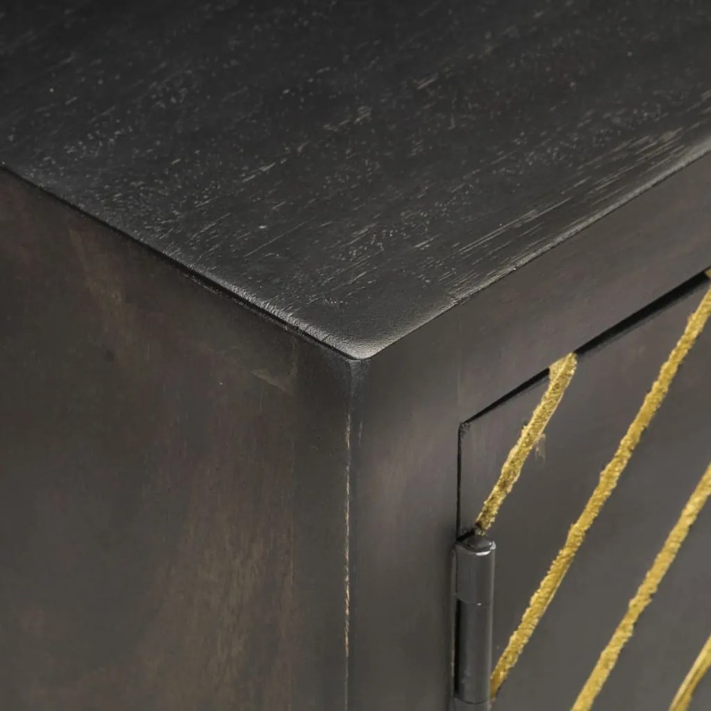 Móvel de TV 120x30x40 cm mangueira maciça preto e dourado