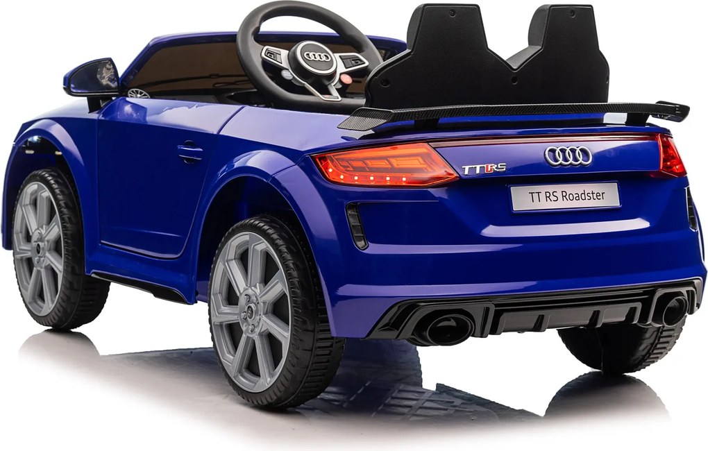 Carro elétrico para crianças 12V Audi TT RS pneus de borracha maciça, banco em pele sintética Azul