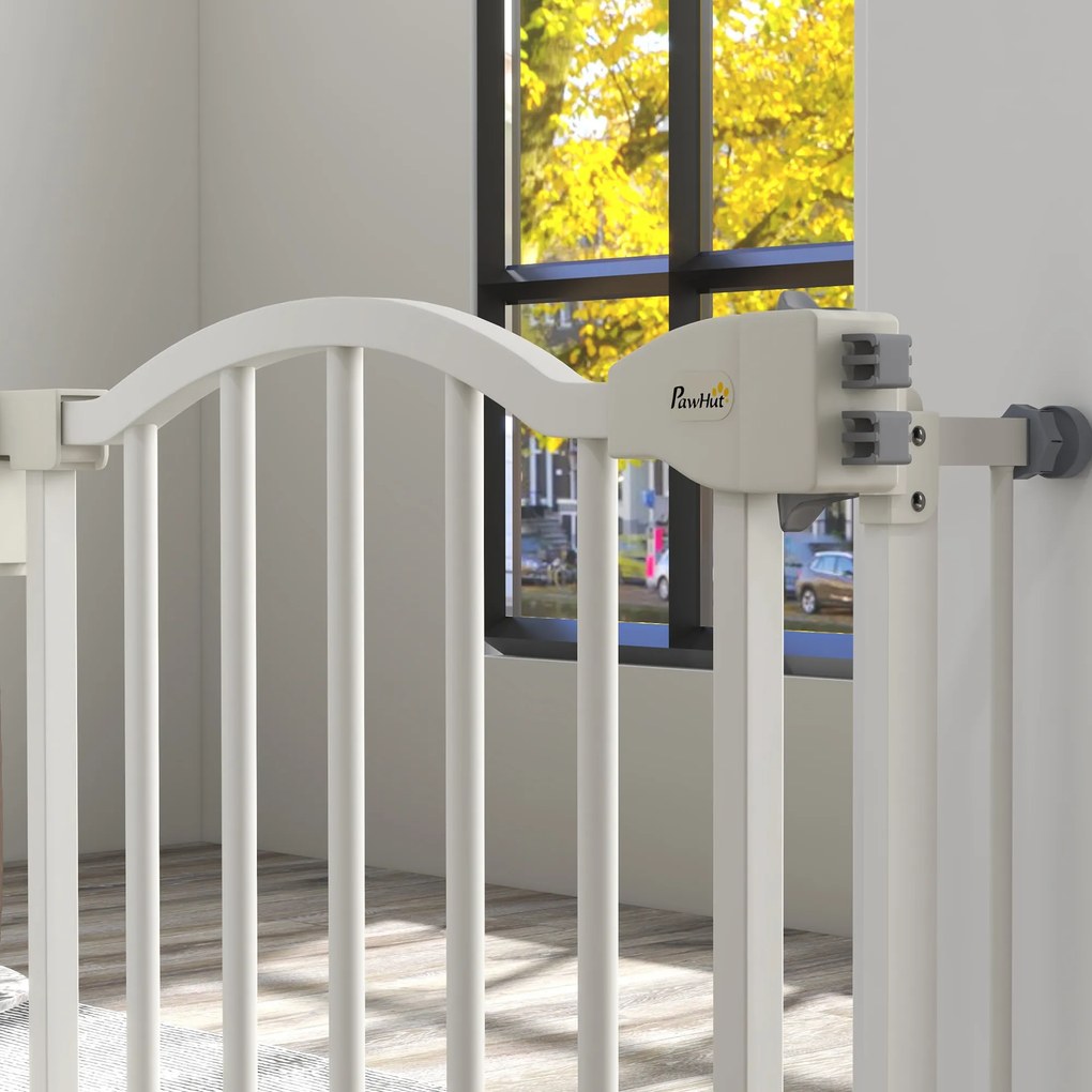 Barreira de Segurança para Cães com Largura Ajustável 74-94 cm e Extensão para Escadas e Portas Branco