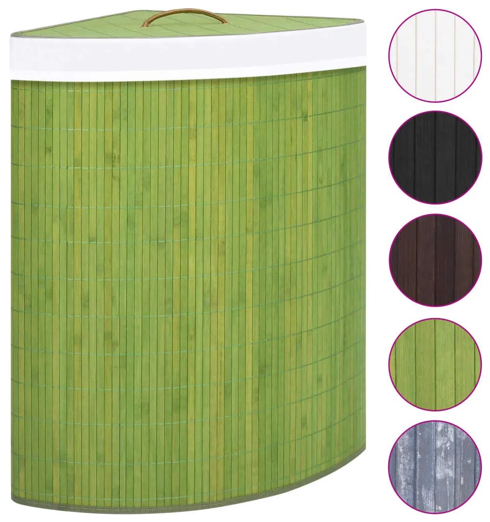 Cesto de canto para roupa suja 60 L bambu verde