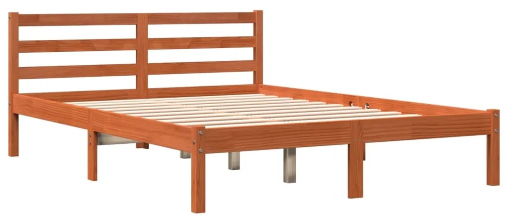 Cama sem colchão 120x190 cm madeira pinho maciça castanho-mel