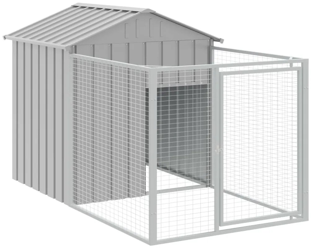 Casota para cães com telhado aço galvanizado cinzento-claro