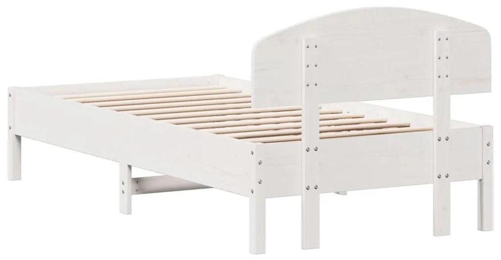 Estrutura de cama com cabeceira 90x190 cm pinho maciço branco