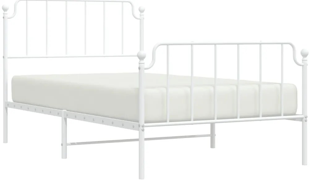 Estrutura de cama com cabeceira e pés 107x203 cm metal branco