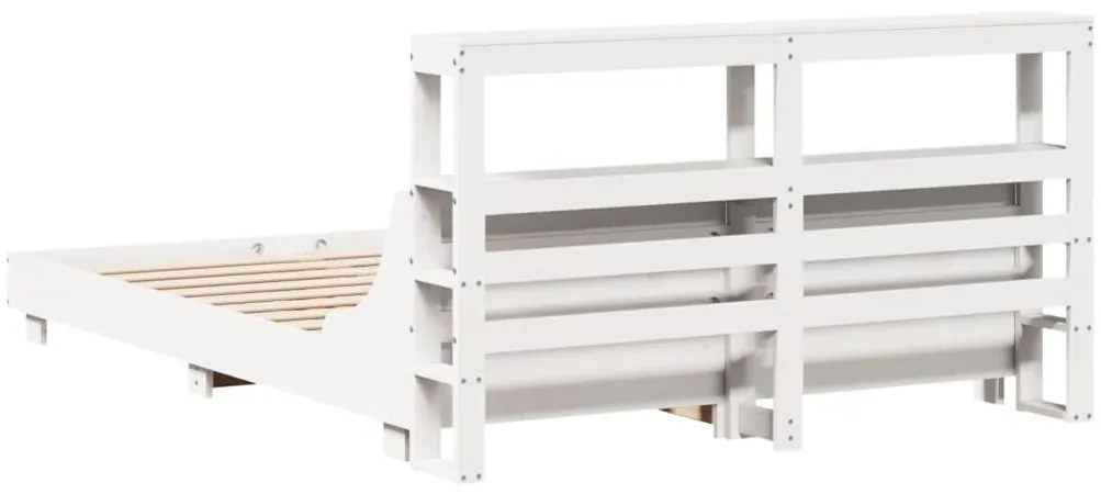 Cama sem colchão 135x190 cm madeira de pinho maciça branco