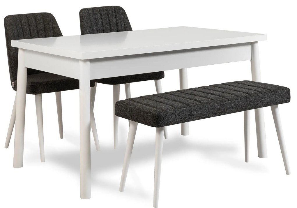 Conjunto de Mesa e Cadeiras Costa – Branco e Antracite – Mesa: 120x77x