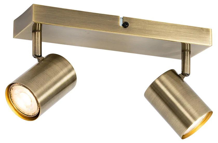 Candeeiro de teto moderno bronze 2 luzes ajustável retangular - Jeana