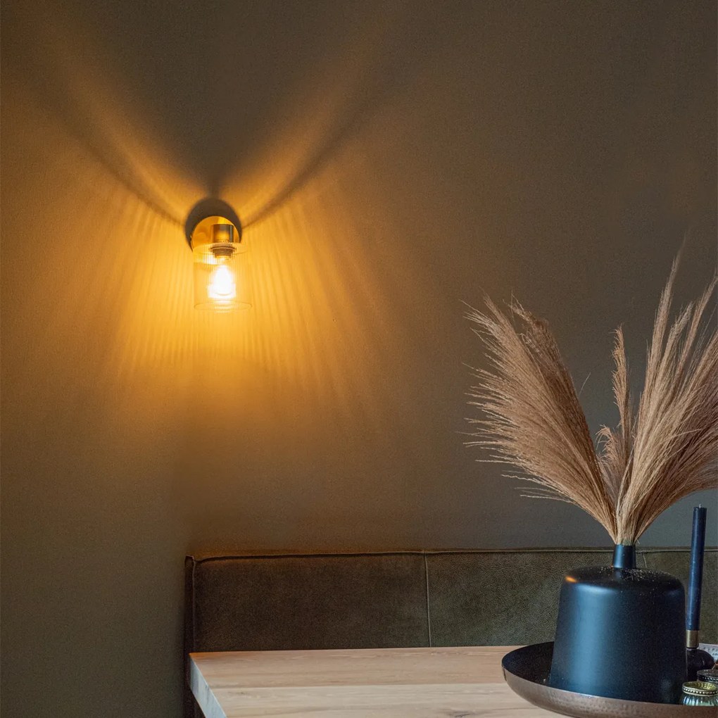 Candeeiro de teto Art Déco dourado com vidro ajustável - Laura