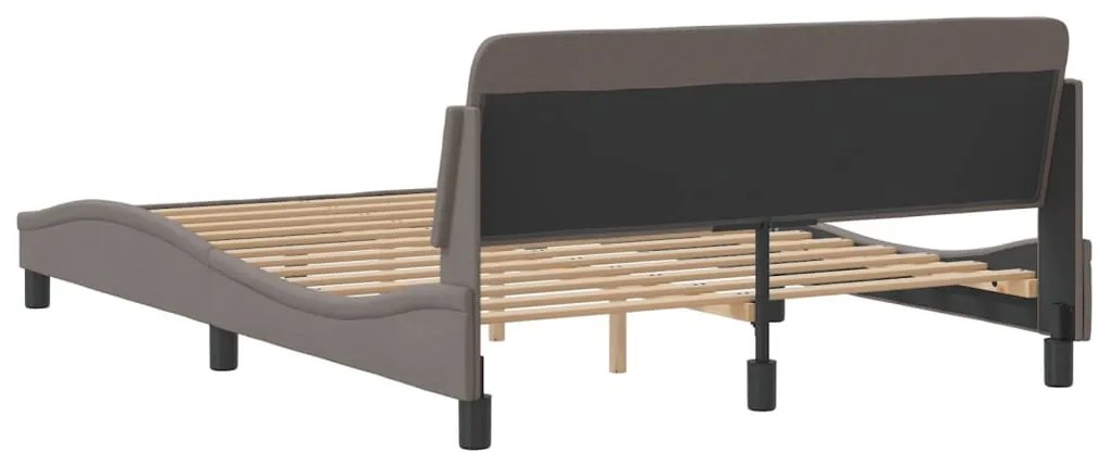 Cama sem colchão 140x200 cm tecido castanho-acinzentado