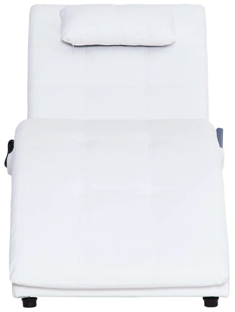 Chaise longue de massagem c/ almofada couro artificial branco