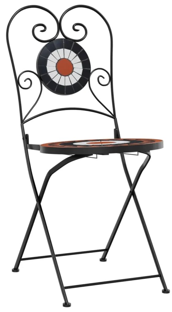 Cadeiras de bistrô dobráveis 2 pcs cerâmica terracotta e branco