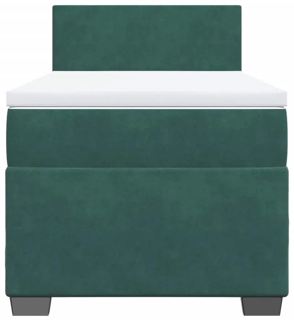 Cama com molas/colchão 90x190 cm veludo verde-escuro