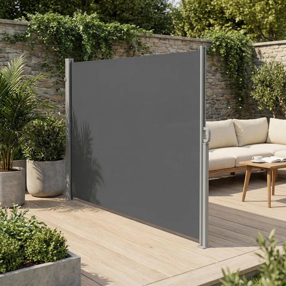 Toldo lateral 160 x 500 cm com caixa de aço, resistente à ferrugem, extensível Antracite