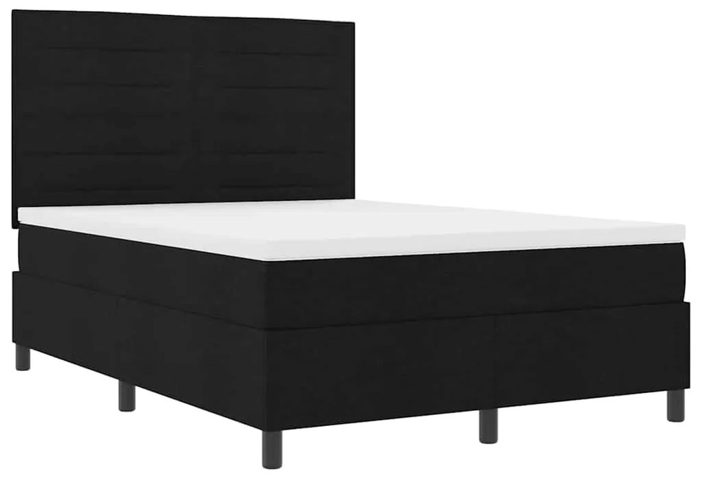 Cama Box com Colchão e Luz LED - Preta - 160 x 200 cm - Tecido