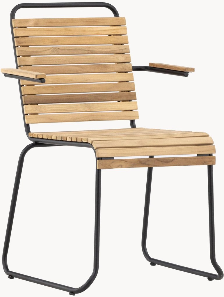 Cadeira de jantar com braços em madeira de teca para jardim empilhável Bois