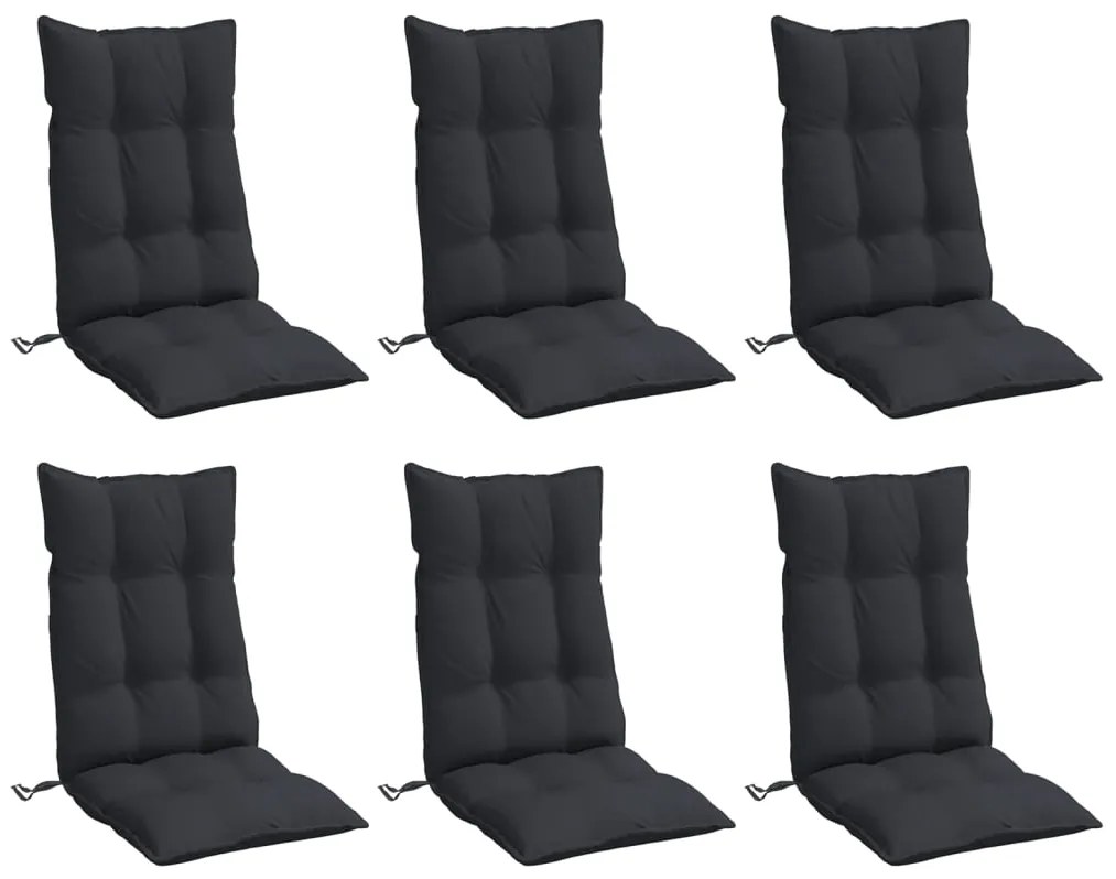 Almofadões p/ cadeira encosto alto 6 pcs tecido oxford preto