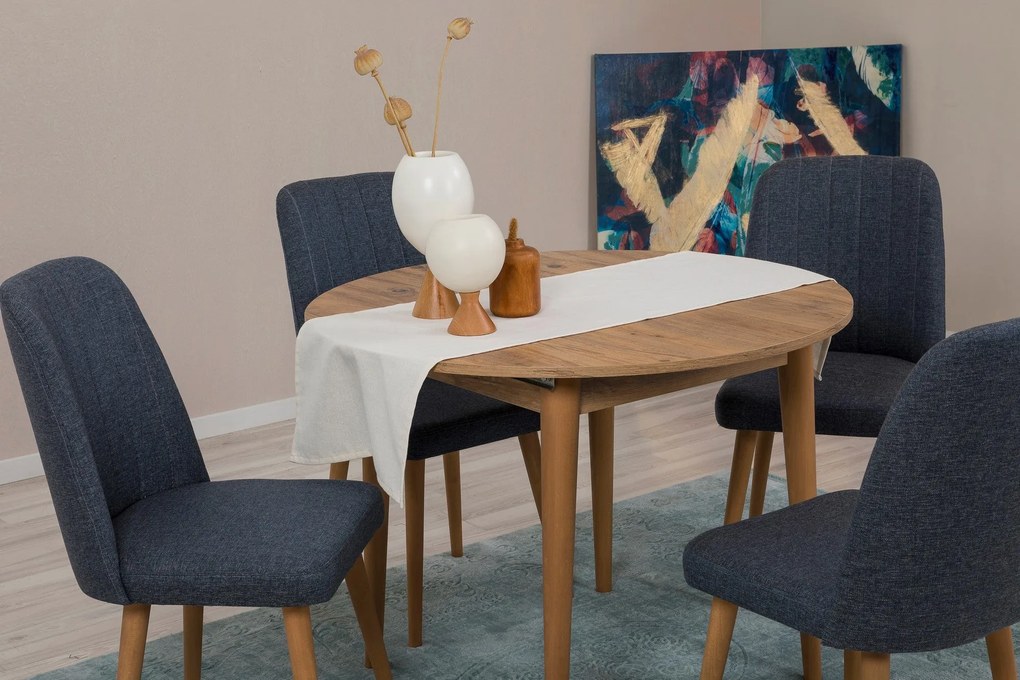 Mesa de Jantar Extensível e Conjunto de Cadeiras Vina – Pinho Atlântic