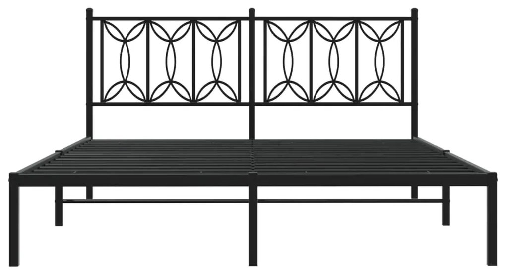 Estrutura de cama em metal com cabeceira 150x200 cm preto