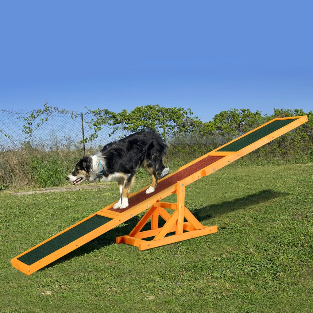 Equipamento de agilidade para cães - balancé para cães - equipamento de treino para cães - madeira pré-oleada, feltro betumado antiderrapante, tijolo