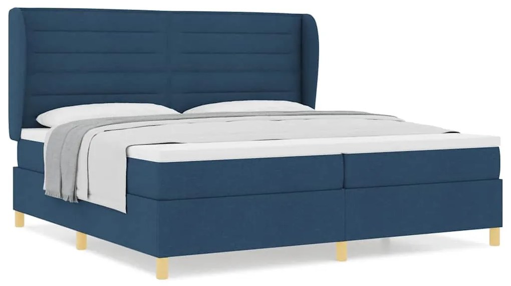 Cama Box Spring vidaXL com Colchão Azul 200x200 cm em Tecido