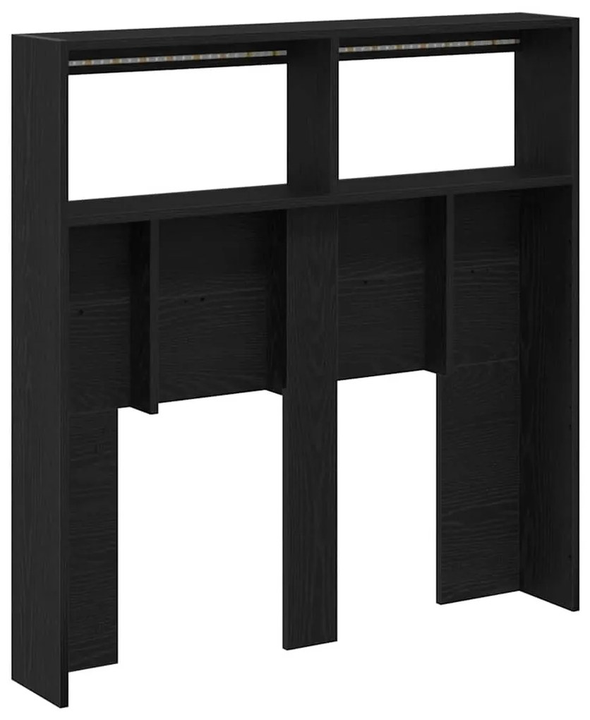 Armário cabeceira c/ luzes LED 100x17x102 cm carvalho preto