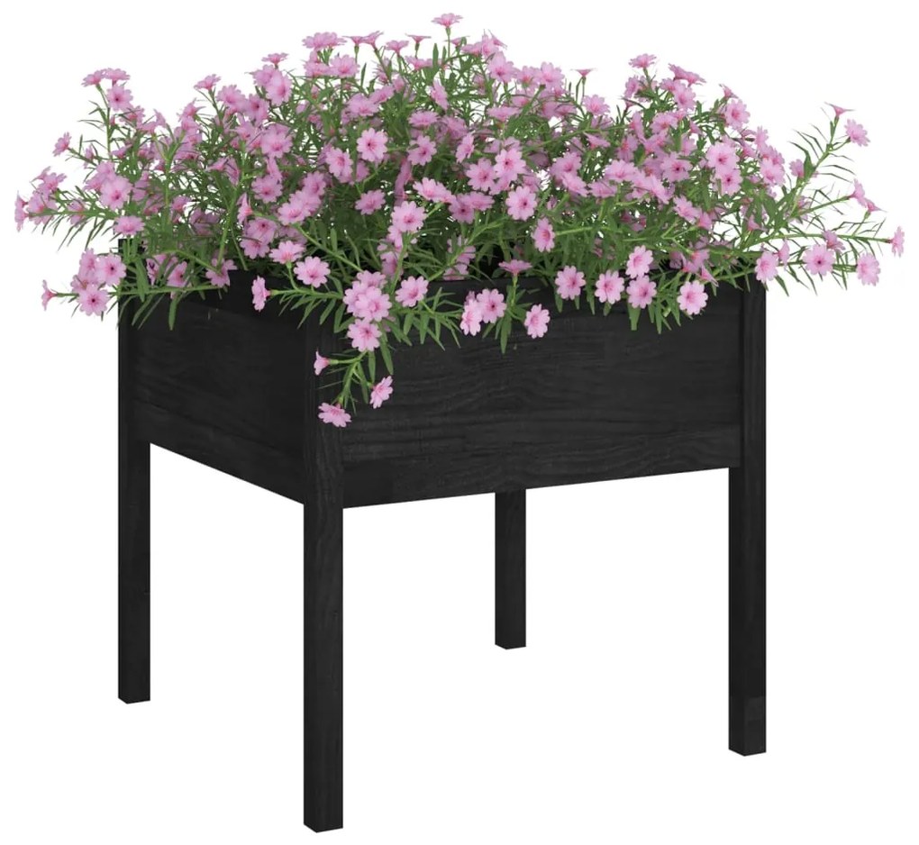 Vaso/floreira de jardim 2 pcs 70x70x70 cm pinho maciço preto