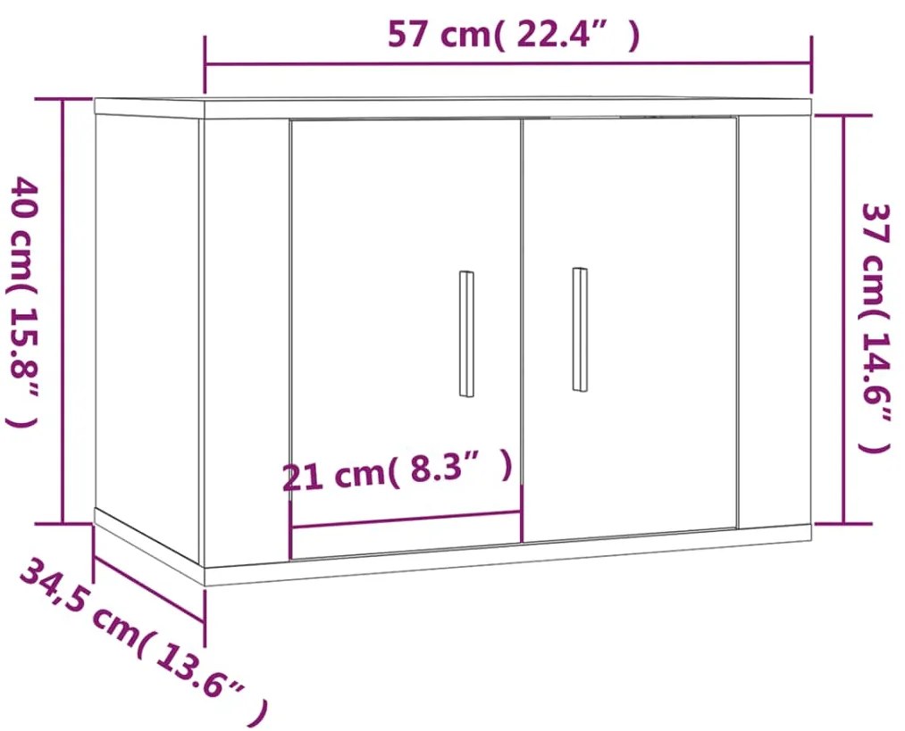 2 pcs conjunto móveis de TV derivados de madeira branco