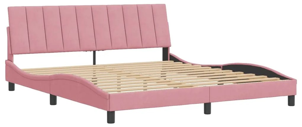 Estrutura de cama c/ cabeceira 180x200 cm veludo rosa