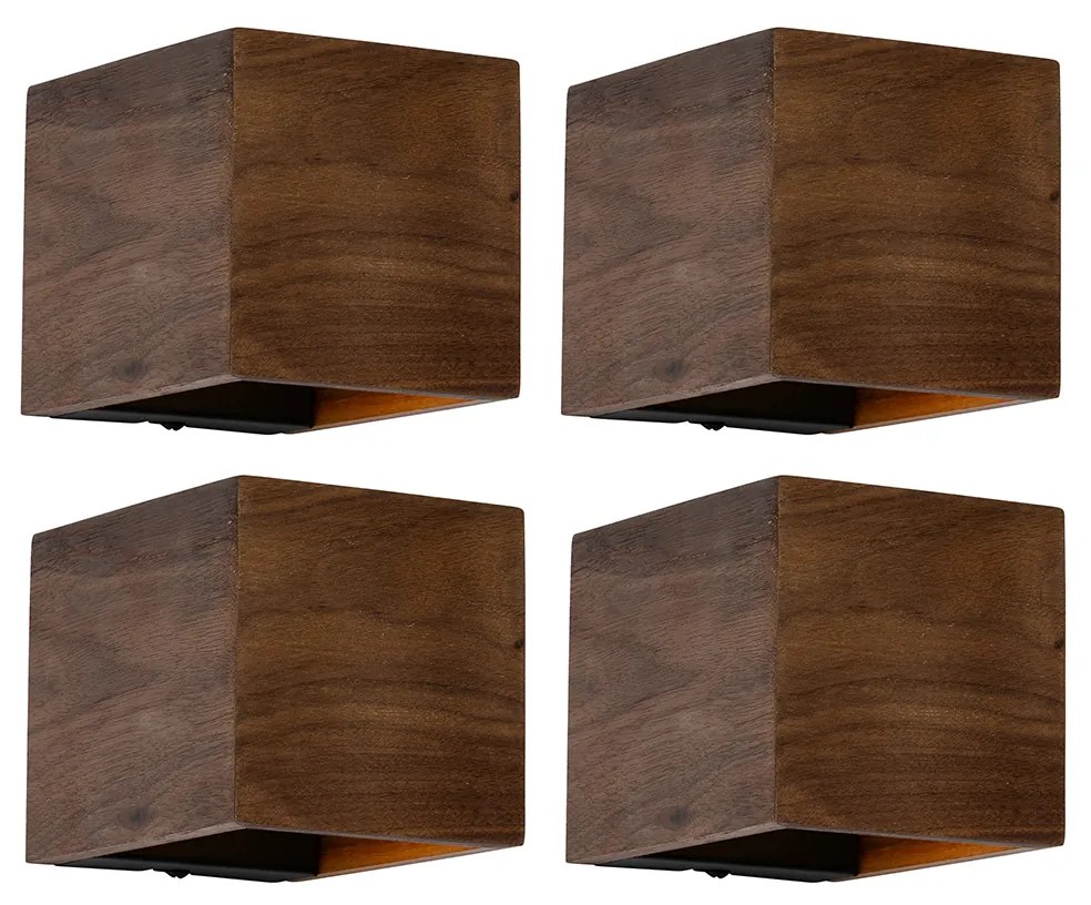 Conjunto de 4 Apliques Inteligentes em Madeira de Nogueira com Wi-Fi G9 - Transfer