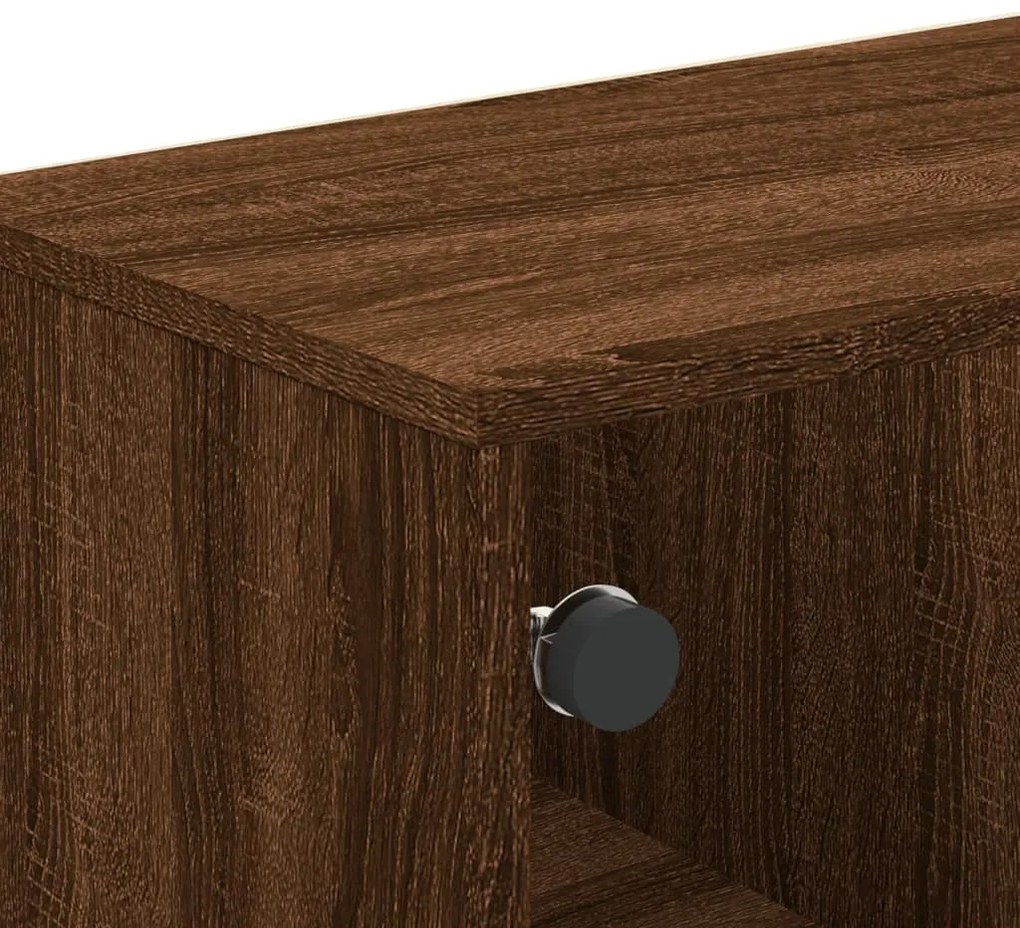 Móvel de TV c/ portas de vidro 102x37x50 cm carvalho castanho