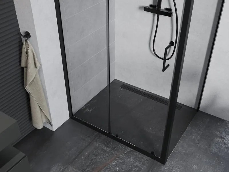 Mexen Apia cabine de duche de correr 100 x 90 cm, transparente, preta - 840-100-090-70-00