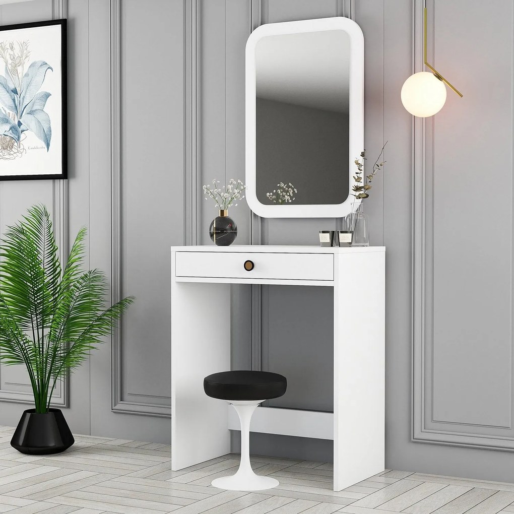 Mesa de Maquilhagem Lizbon Mirror – Branco – 70x40x84,7 cm