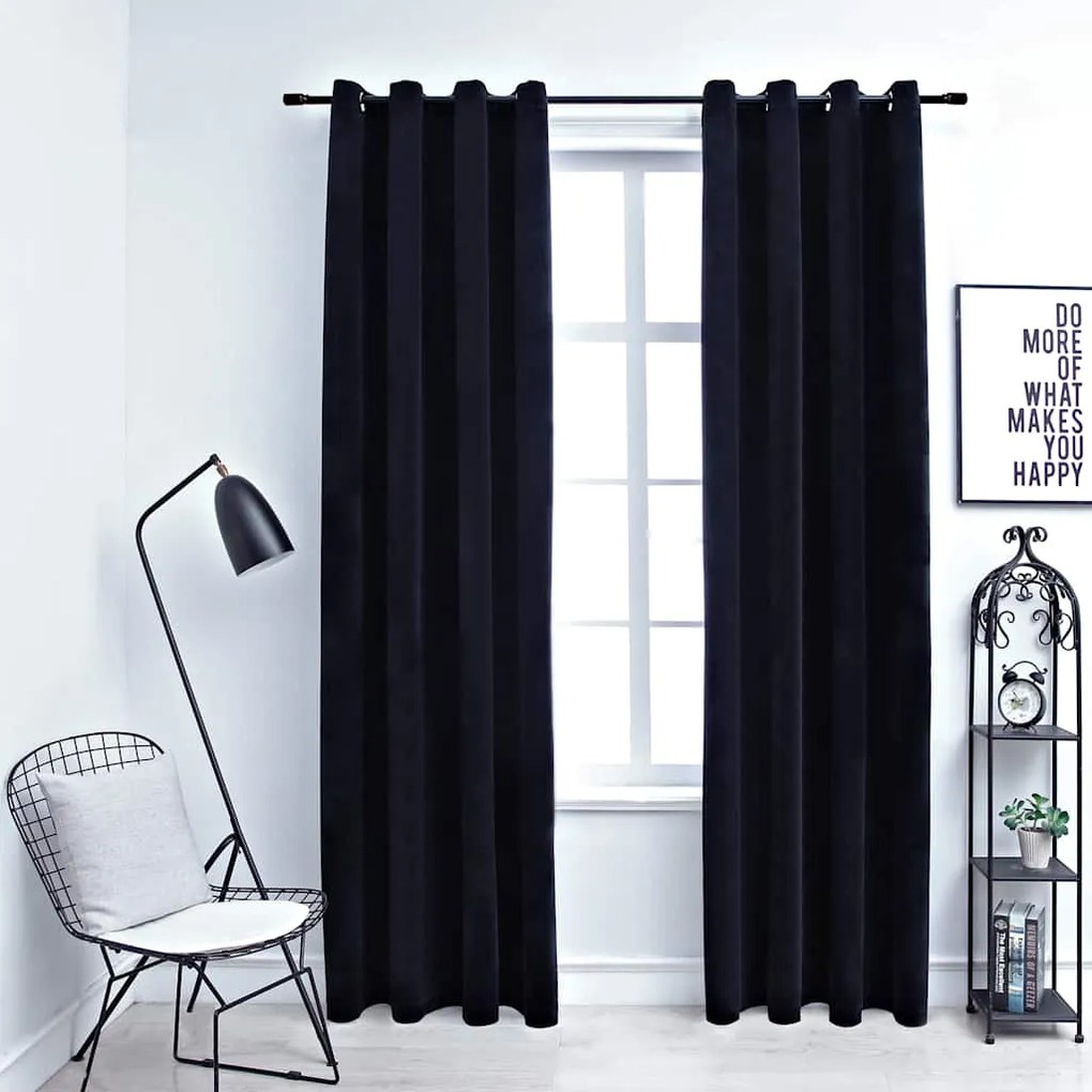 Cortinas blackout com argolas 2 pcs 140x245 cm veludo preto