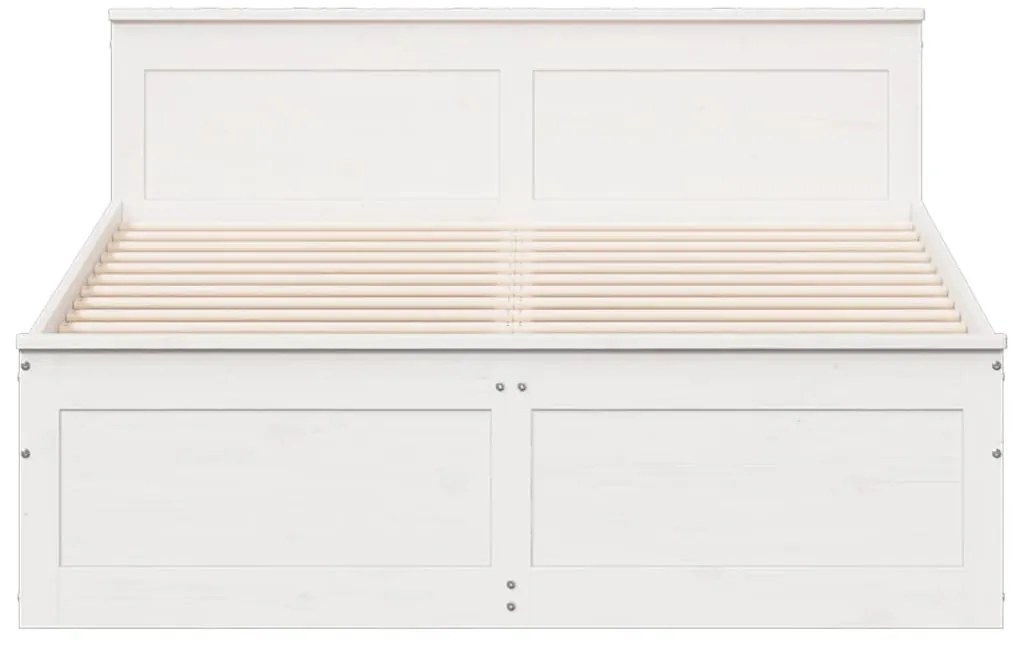 Cama sem colchão com cabeceira 160x200 cm pinho maciço branco