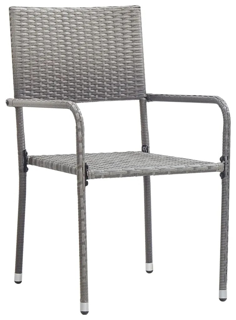 Cadeiras de jantar empilháveis para jardim 2 pcs vime PE cinza